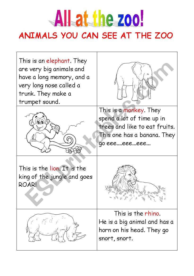 All at the zoo worksheet
