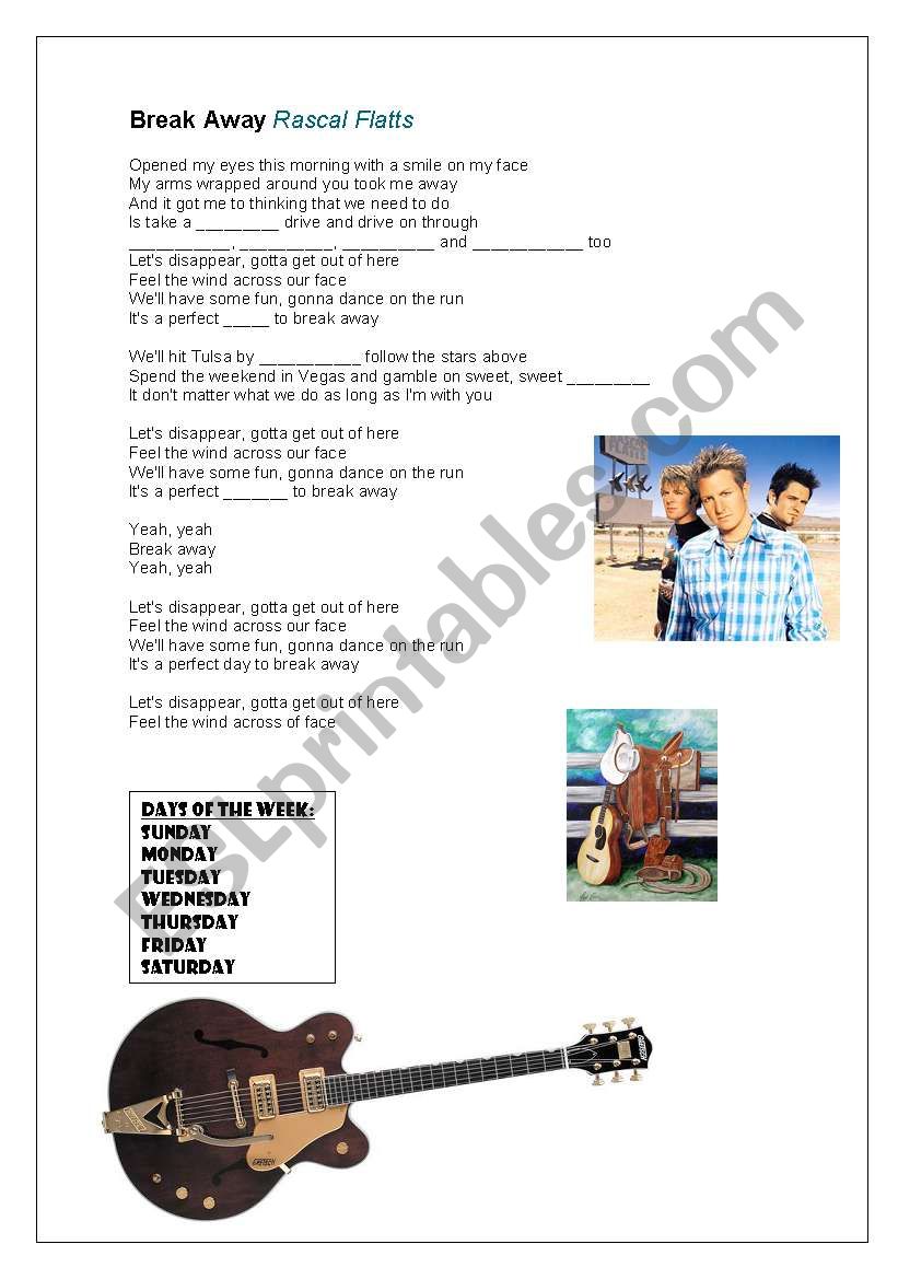 Break Away - Rascal Flatts worksheet