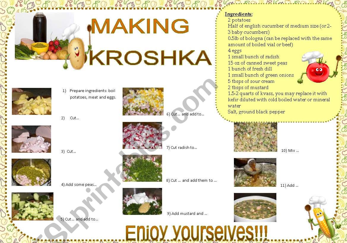 Speaking: Making okroshka worksheet