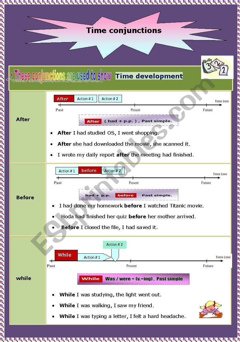 Conjunctions Of Time After Before While Since When Until ESL Worksheet By Lion78