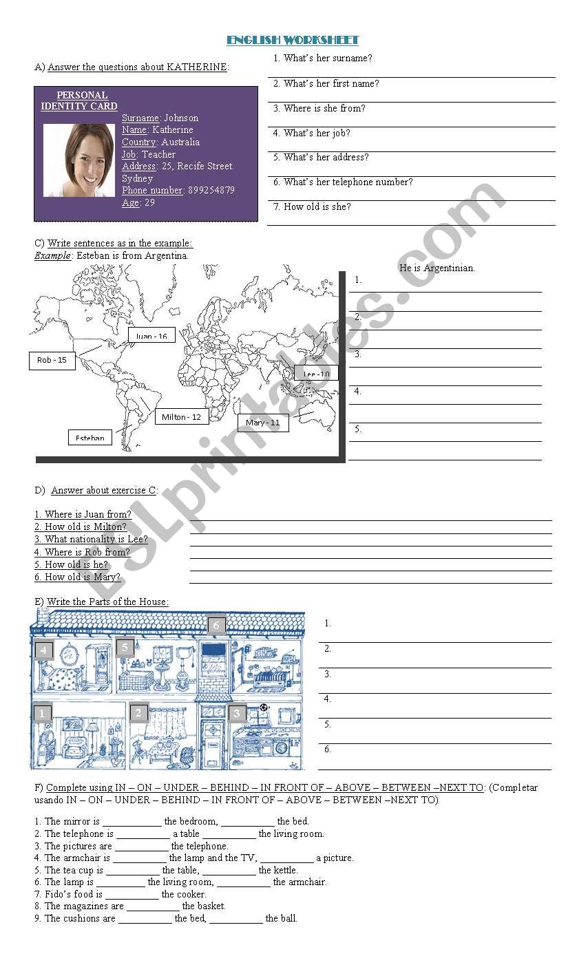 PERSONAL QUESTIONS - PREPOSITIONS OF PLACE 