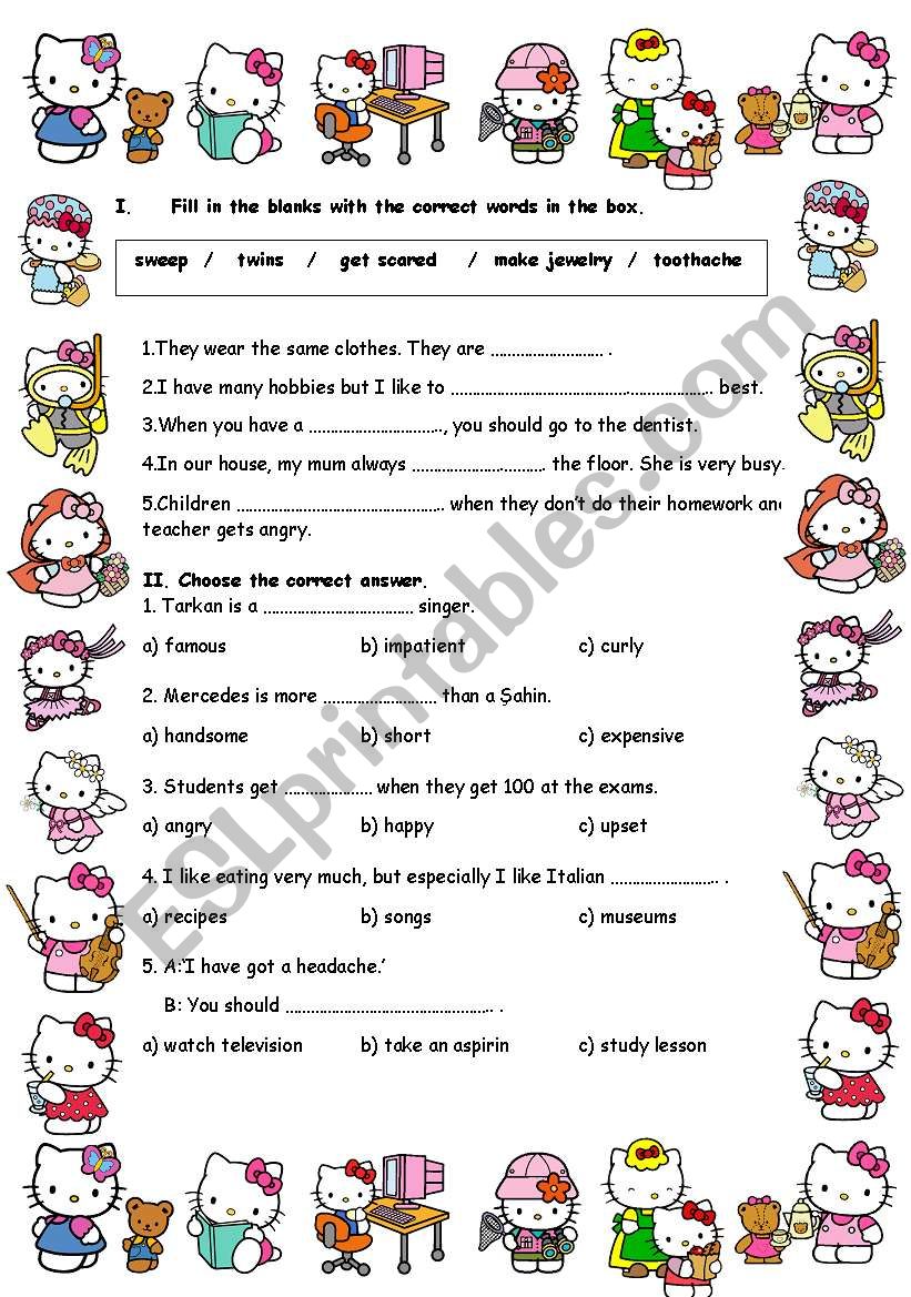 Mixed vocabulary worksheet