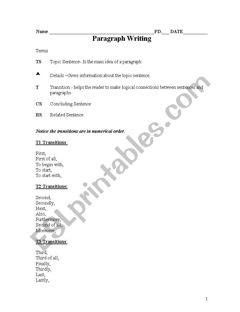  Failure Proof Writing  worksheet