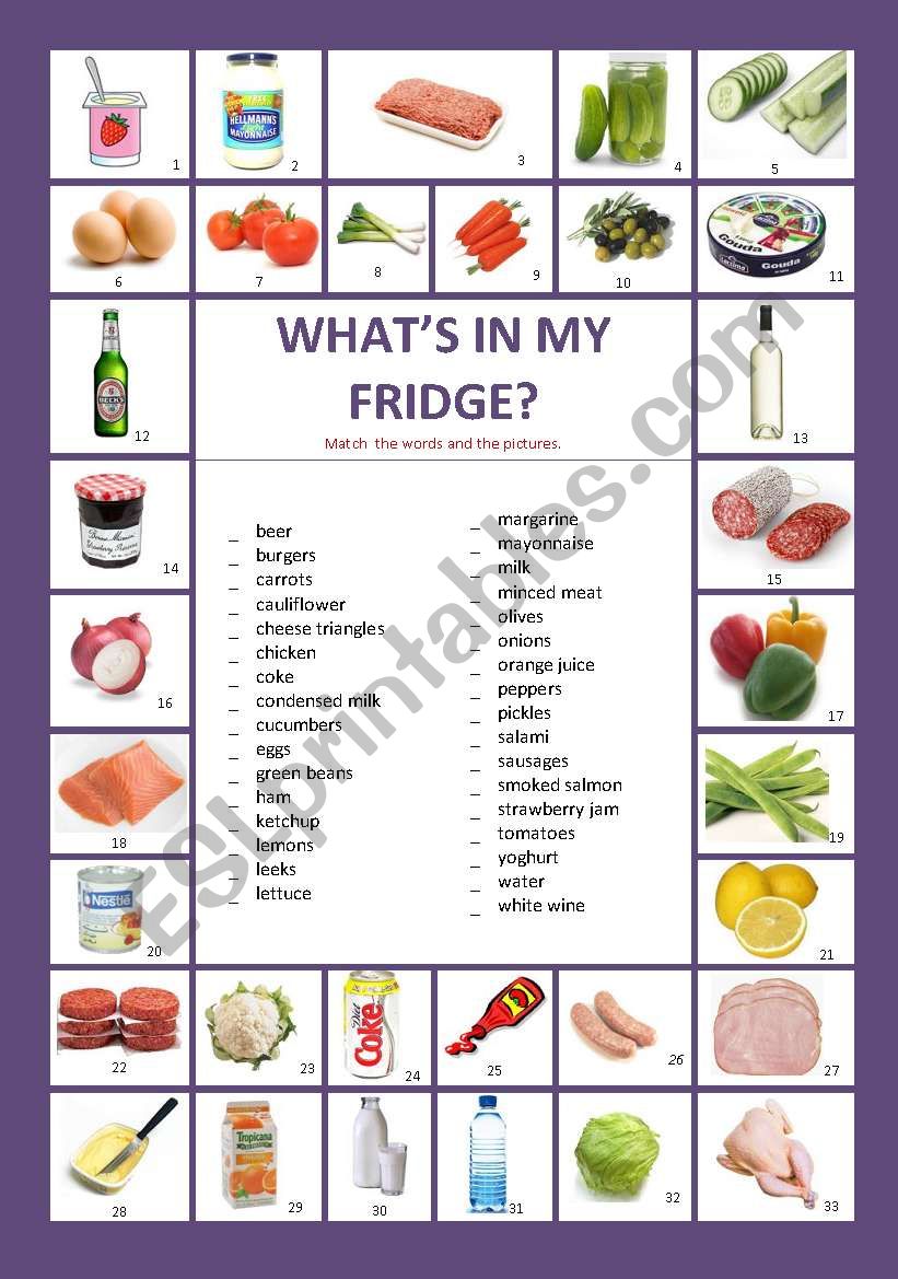 Whats in my fridge? worksheet