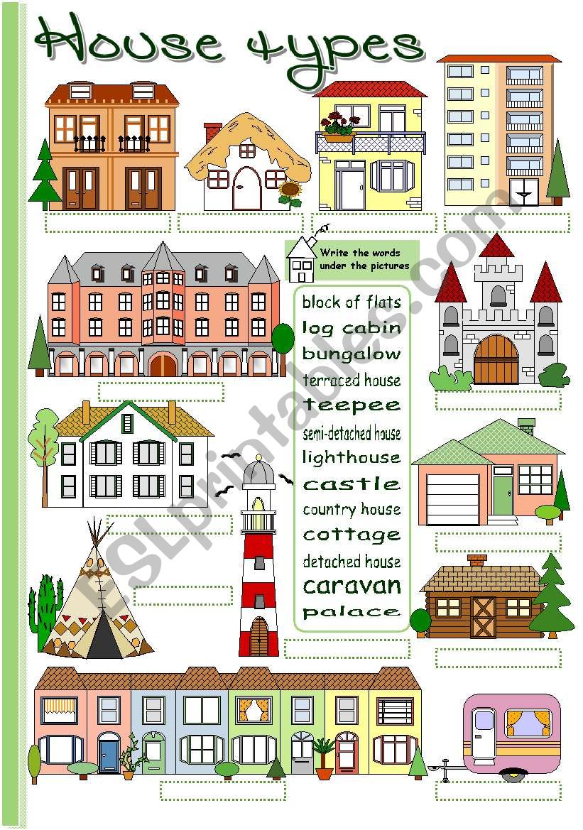 House types worksheet