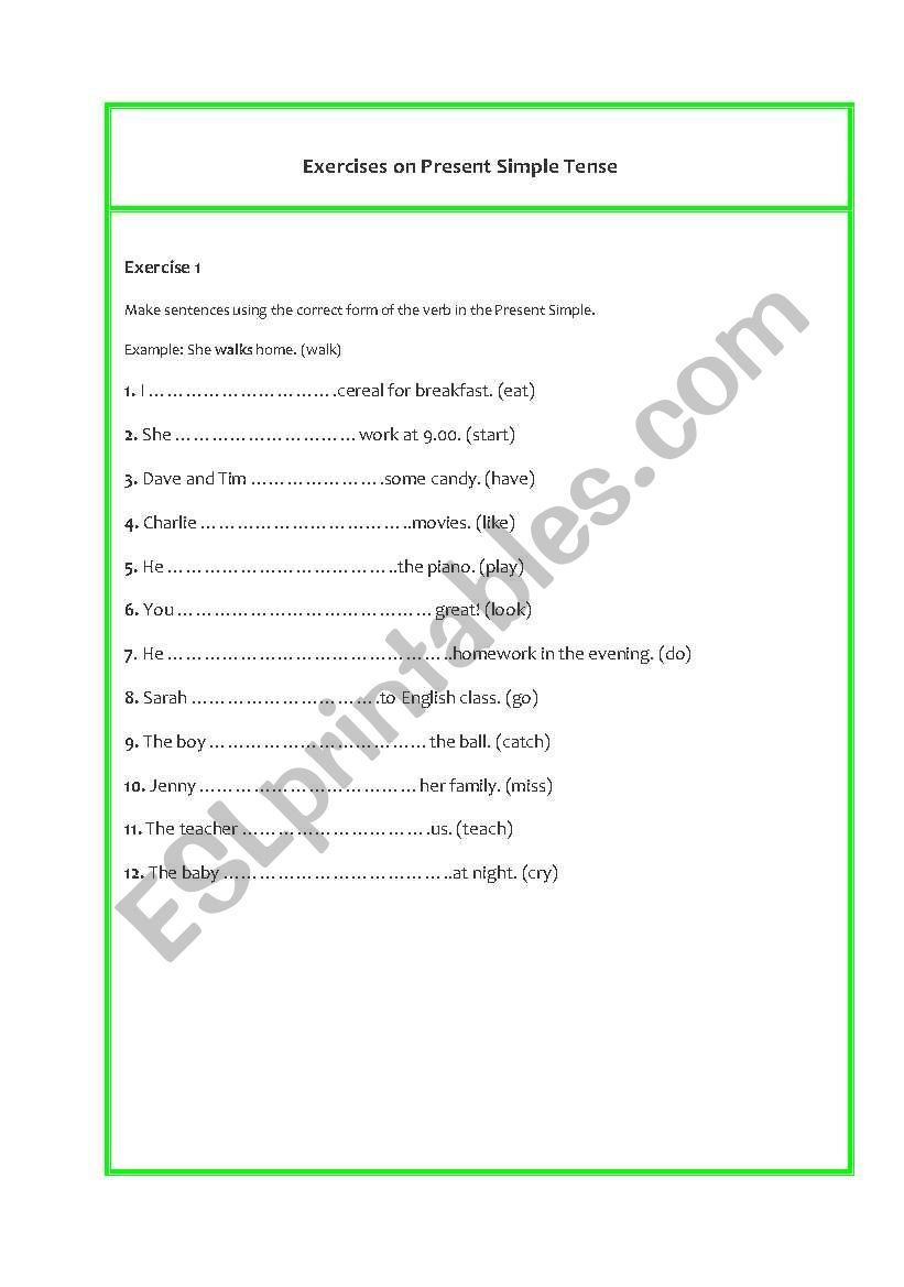 Present Simple -  exercises worksheet