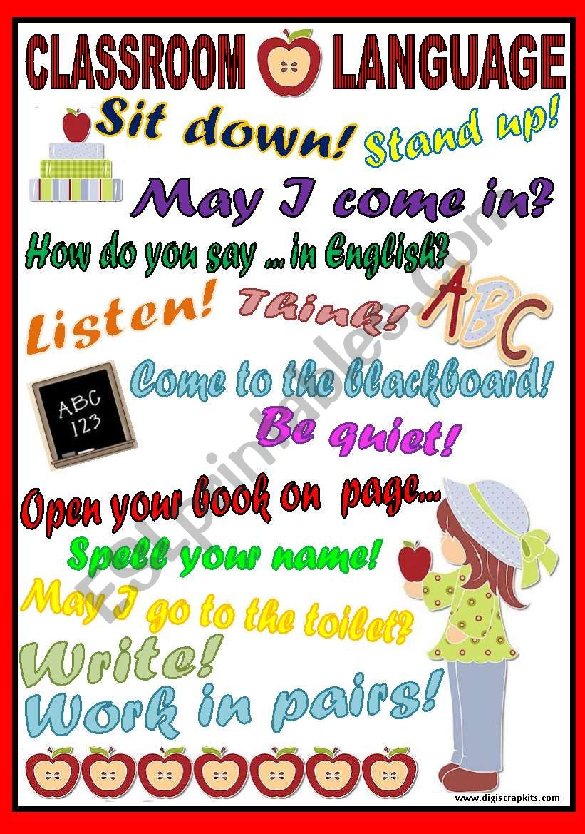 Classroom language worksheet