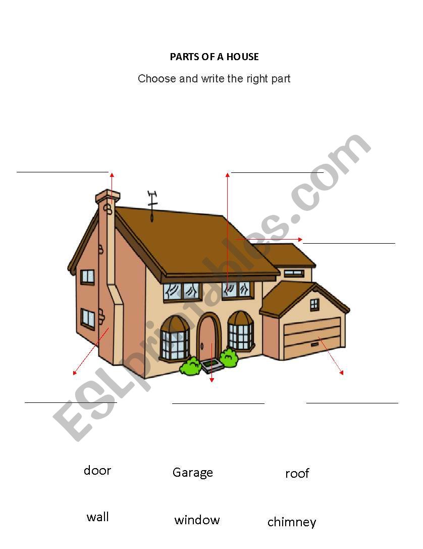 parts of house worksheet