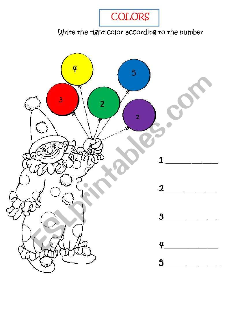 COLORS worksheet