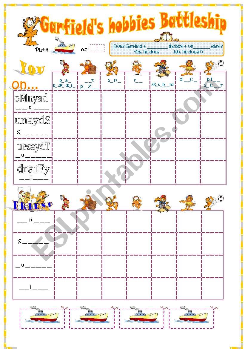 Garfields hobbies battleship worksheet