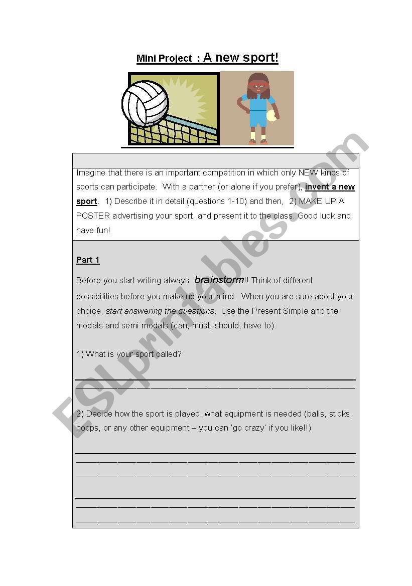 Mini Project: A new sport! worksheet