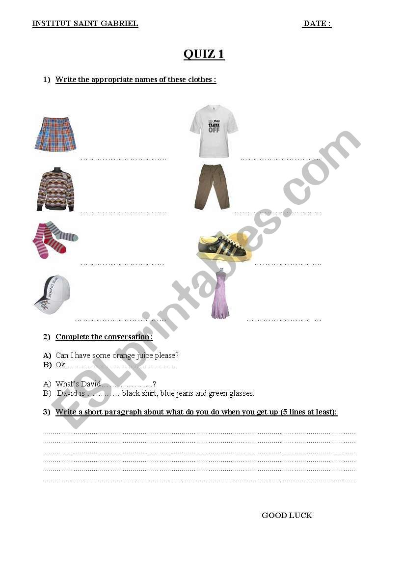 BEGINNERS QUIZ worksheet
