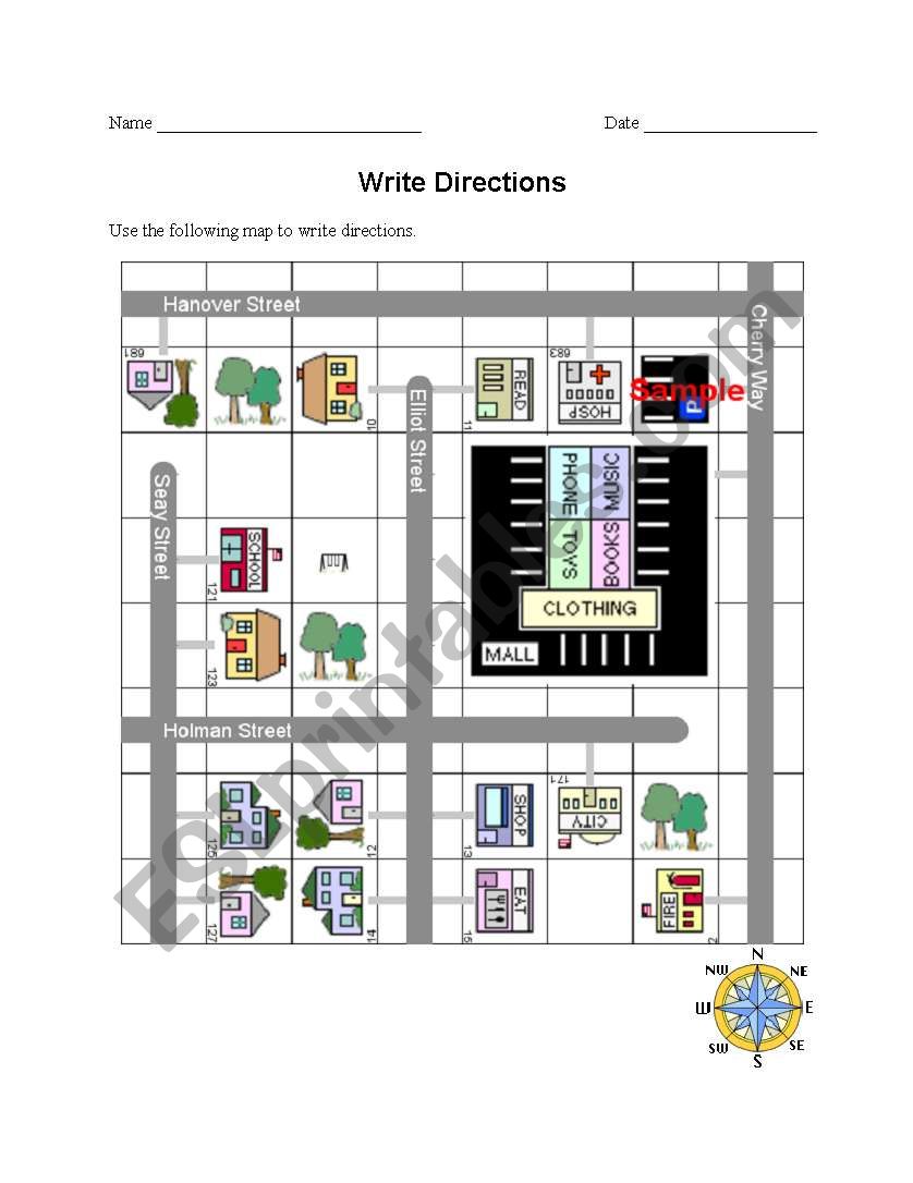 Writing Directions worksheet