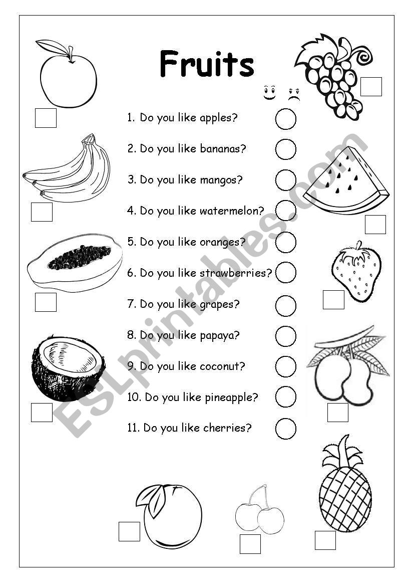 fruits worksheet