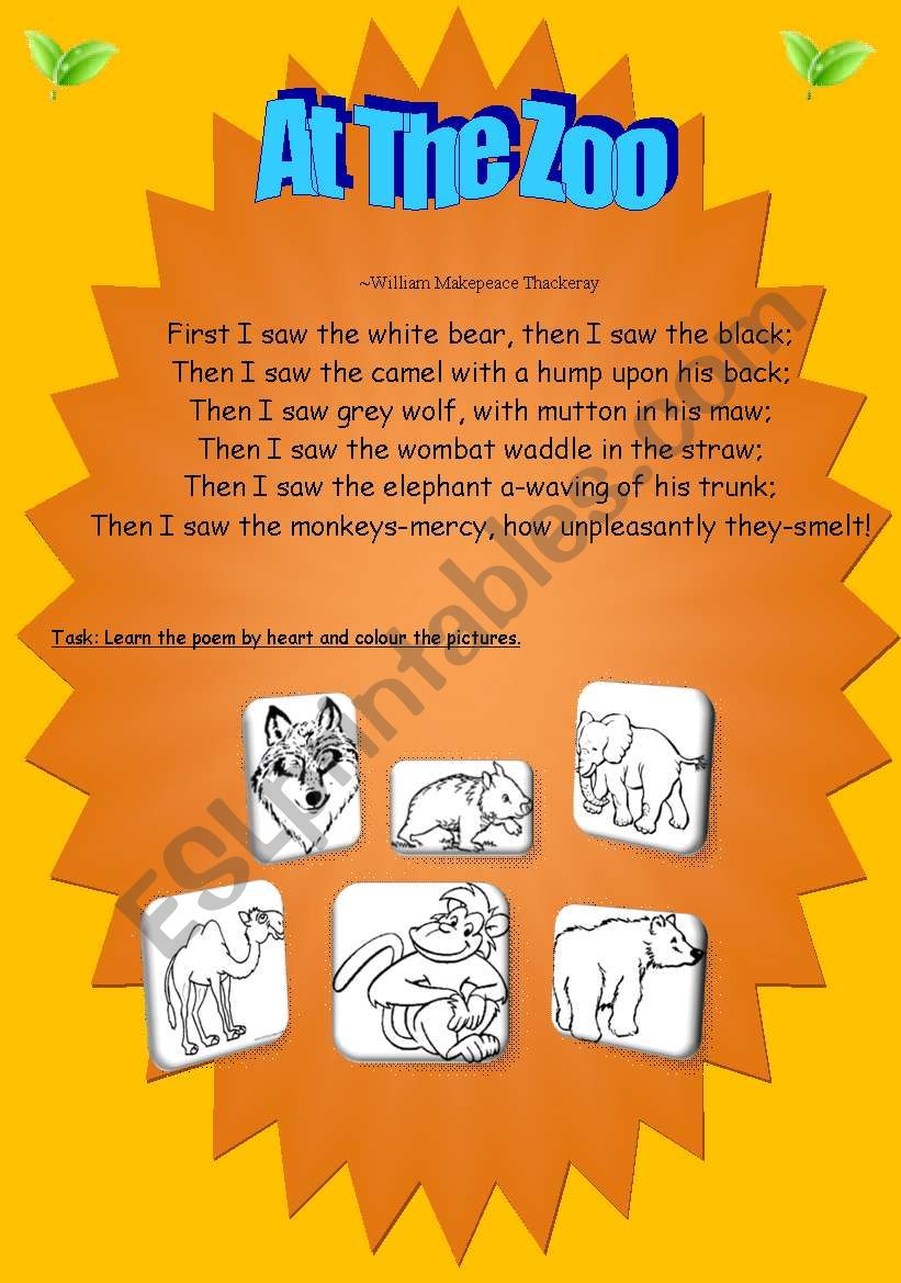 A funny poem for kids! AT THE ZOO!