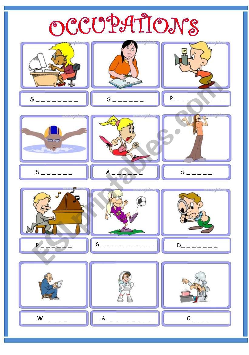 Occupations worksheet