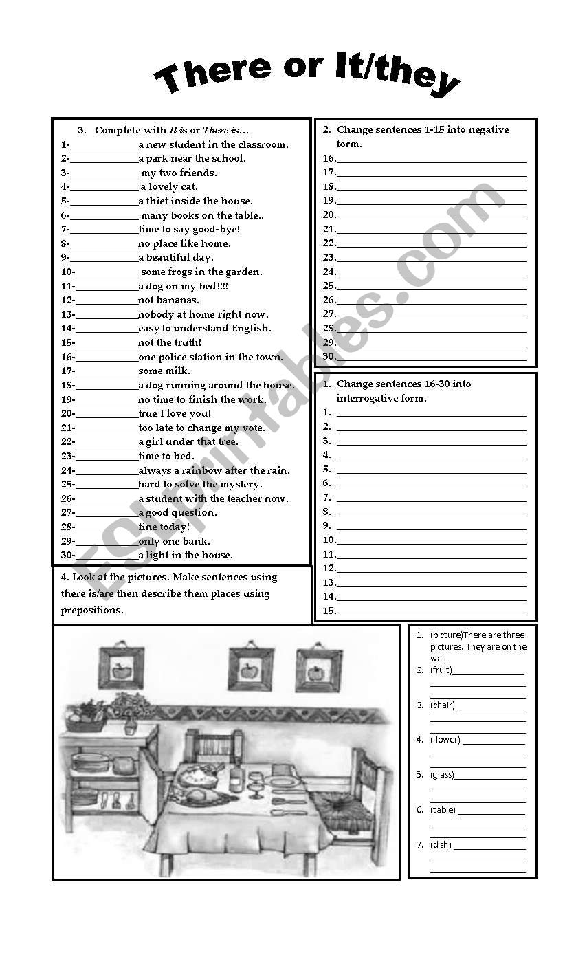 There or It / They worksheet