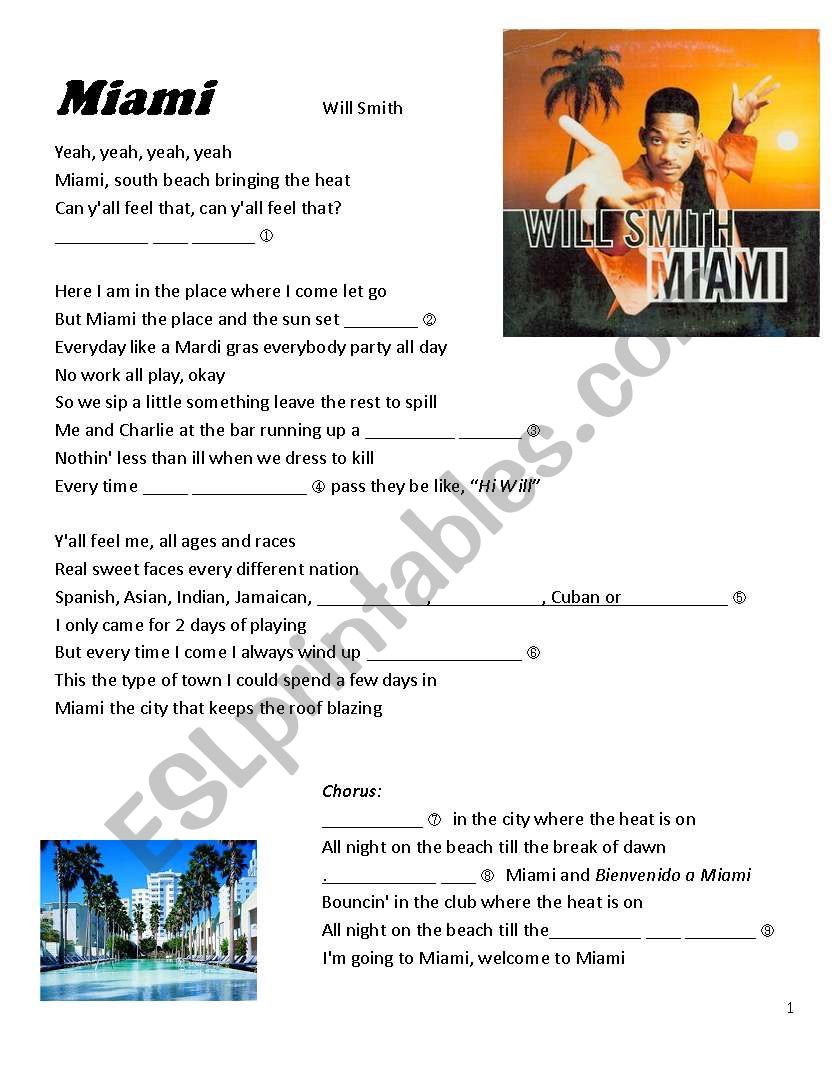 Miami- Will Smith worksheet