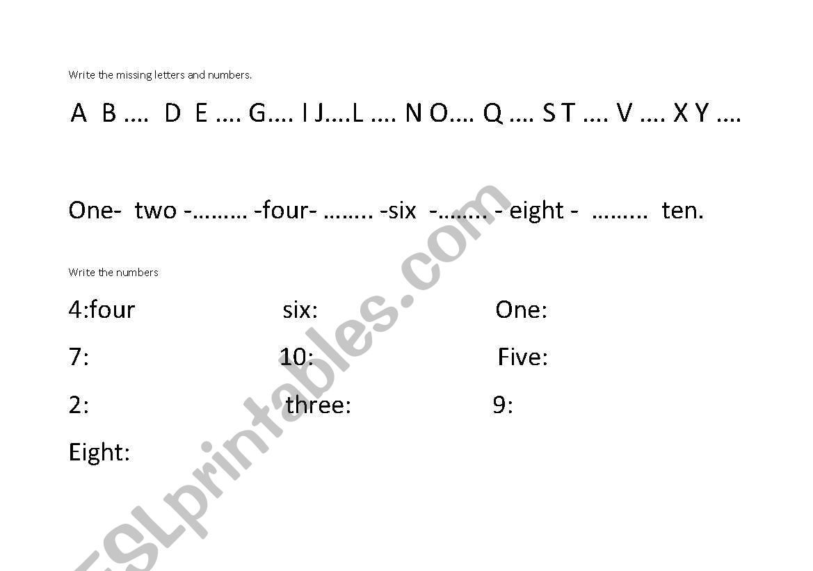 numbers and letters worksheet
