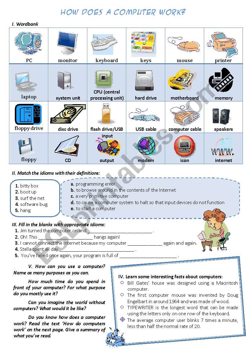 HOW DOES A COMPUTER WORK? worksheet