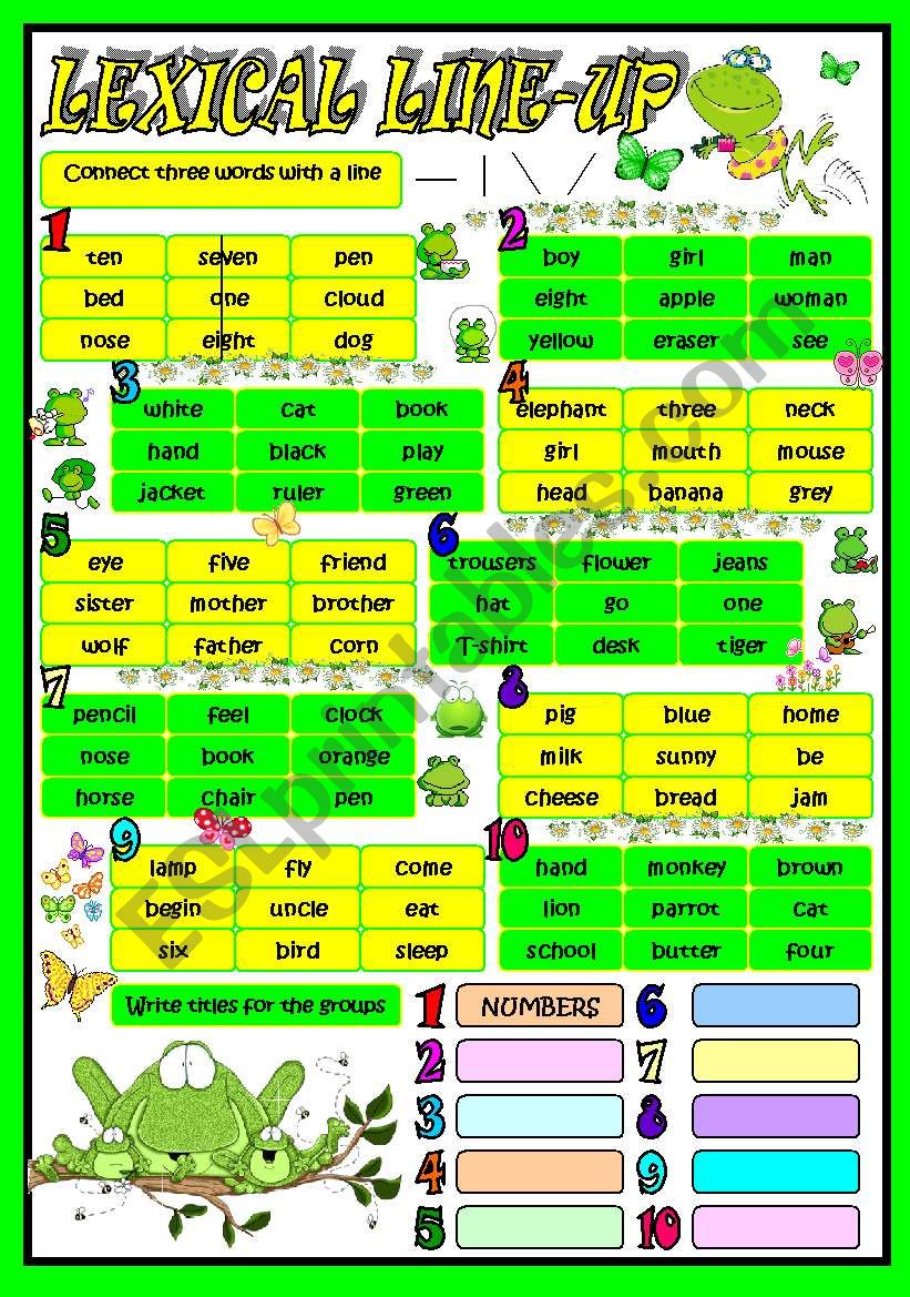 Lexical line-up worksheet