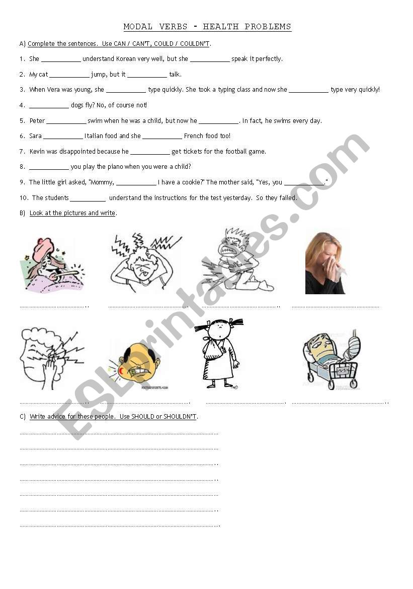 helath problems worksheet