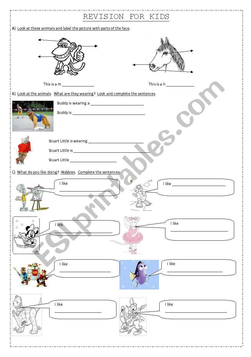 Vocabulary Revision for kids worksheet