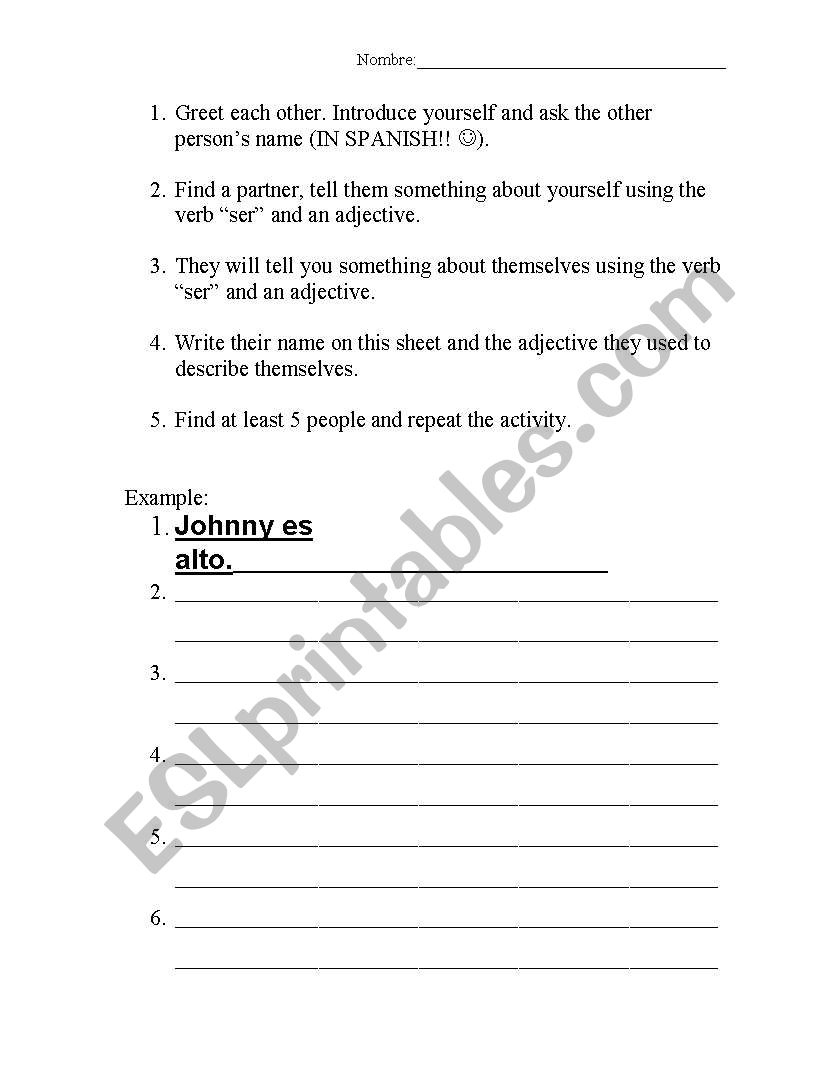 Adjective Activity worksheet