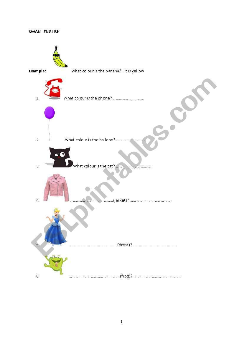 Colours  worksheet