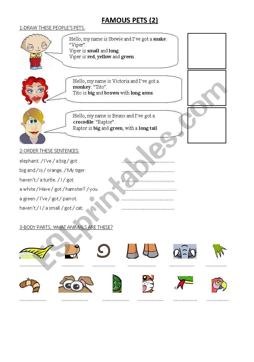 pets worksheet