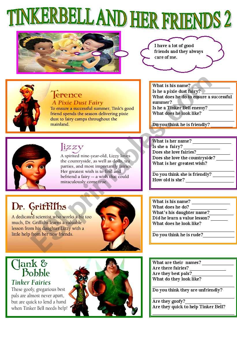TINKERBELL AND HER FRIENDS 2 worksheet