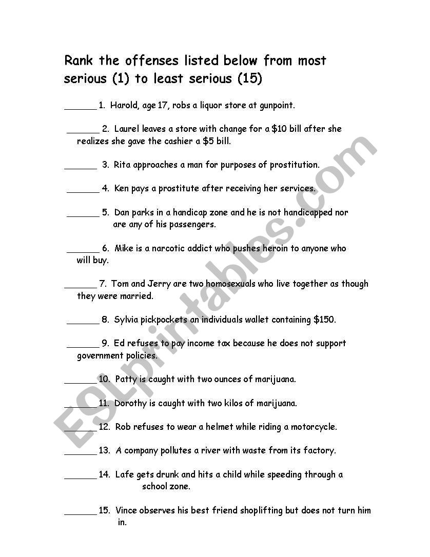 government offenses? worksheet