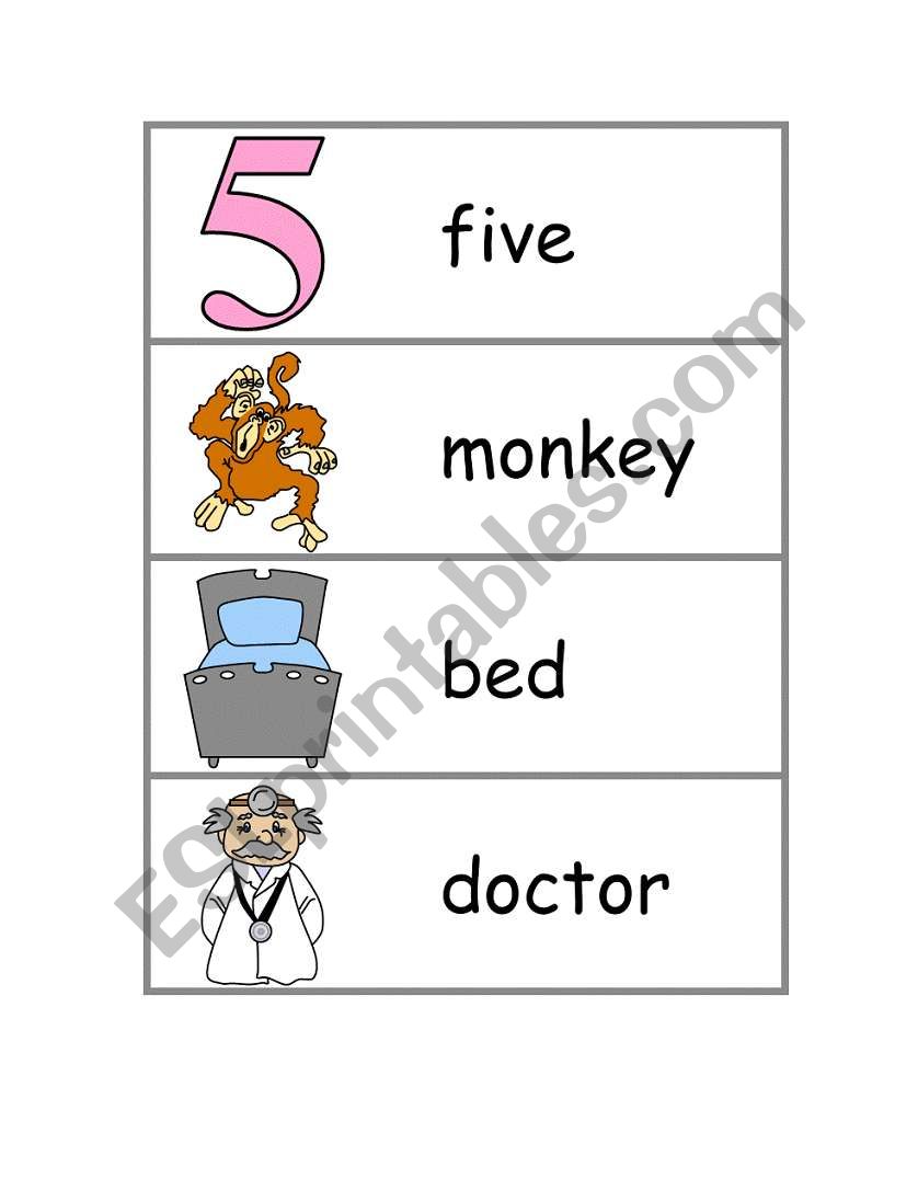 Five little monkeys worksheet