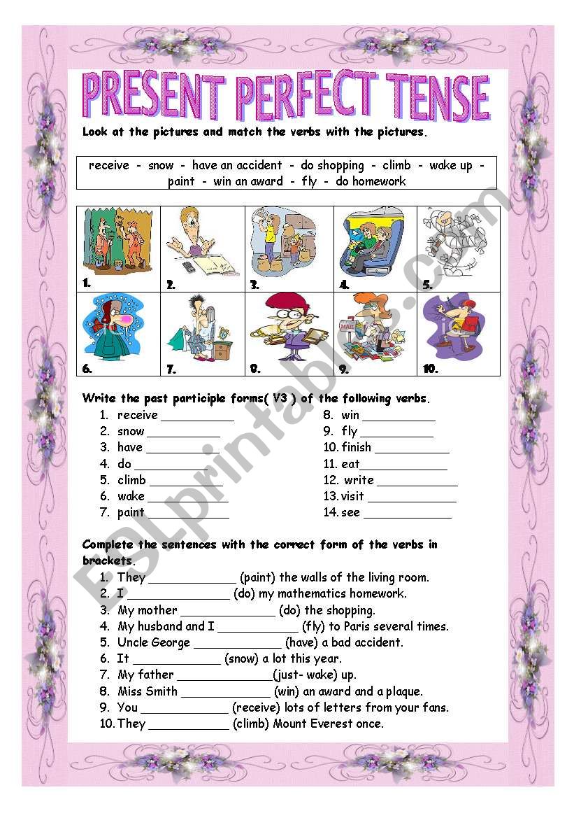 present perfect tense  worksheet