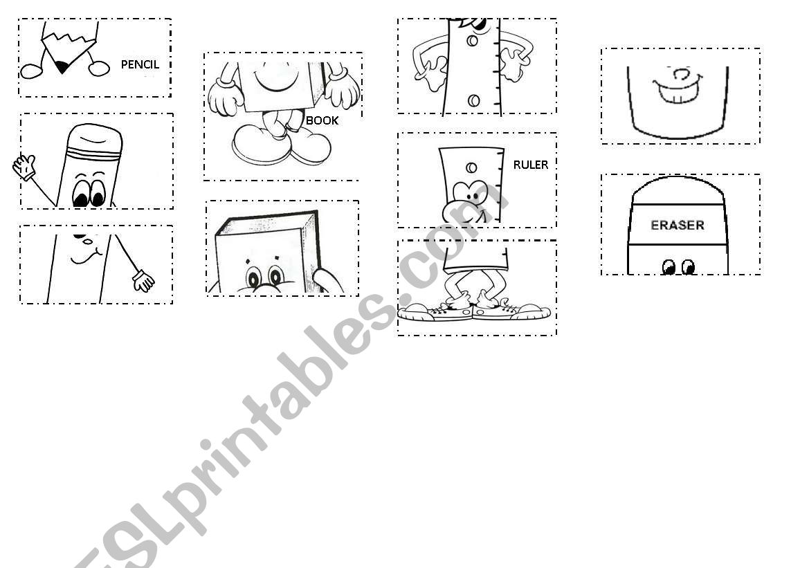 School Objects (puzzle) worksheet