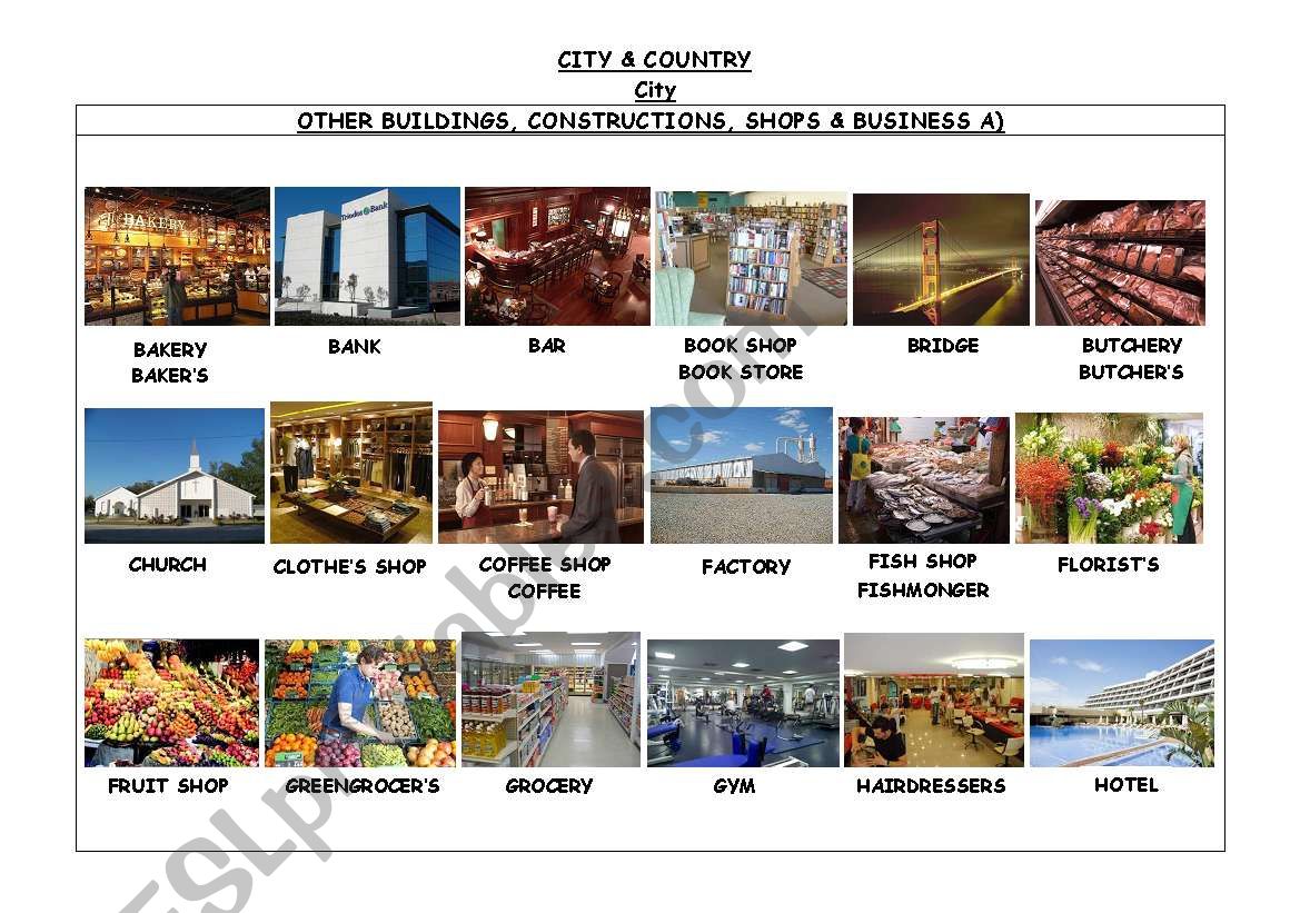 CITY & COUNTRY. OTHER BUILDINGS, CONSTRUCTIONS, SHOPS & BUSINESS.(First part)