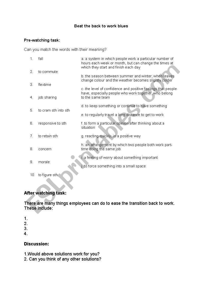 post holiday syndrome worksheet