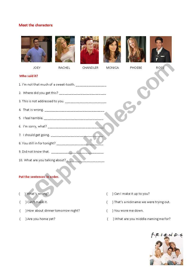 Friends Activity worksheet