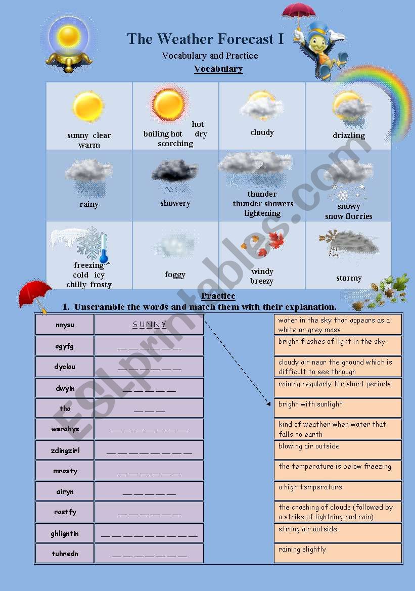 The Weather Forecast Part 1 worksheet