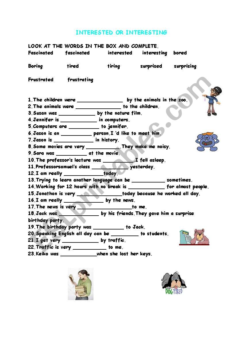 adjectves worksheet
