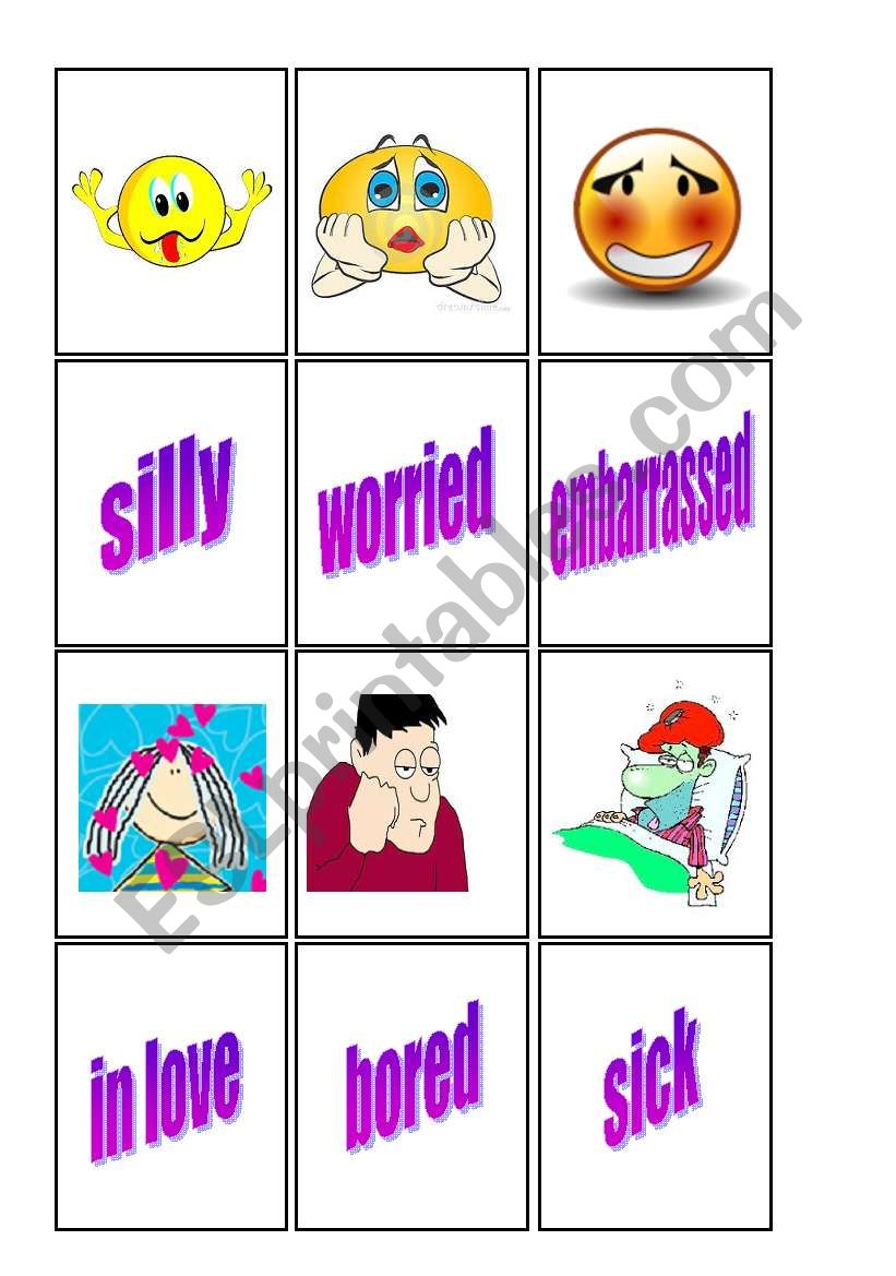 Feelings matching cards 2/2 worksheet