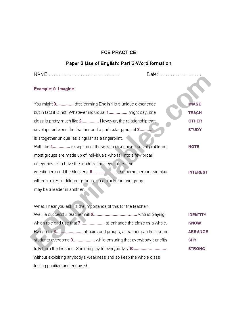 like fce worksheet