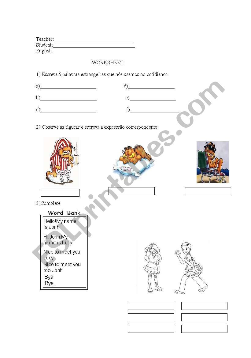 Greeting worksheet