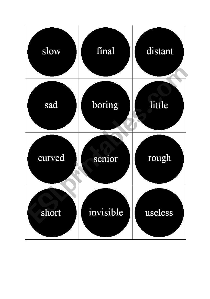 Reversi: opposite adjectives worksheet