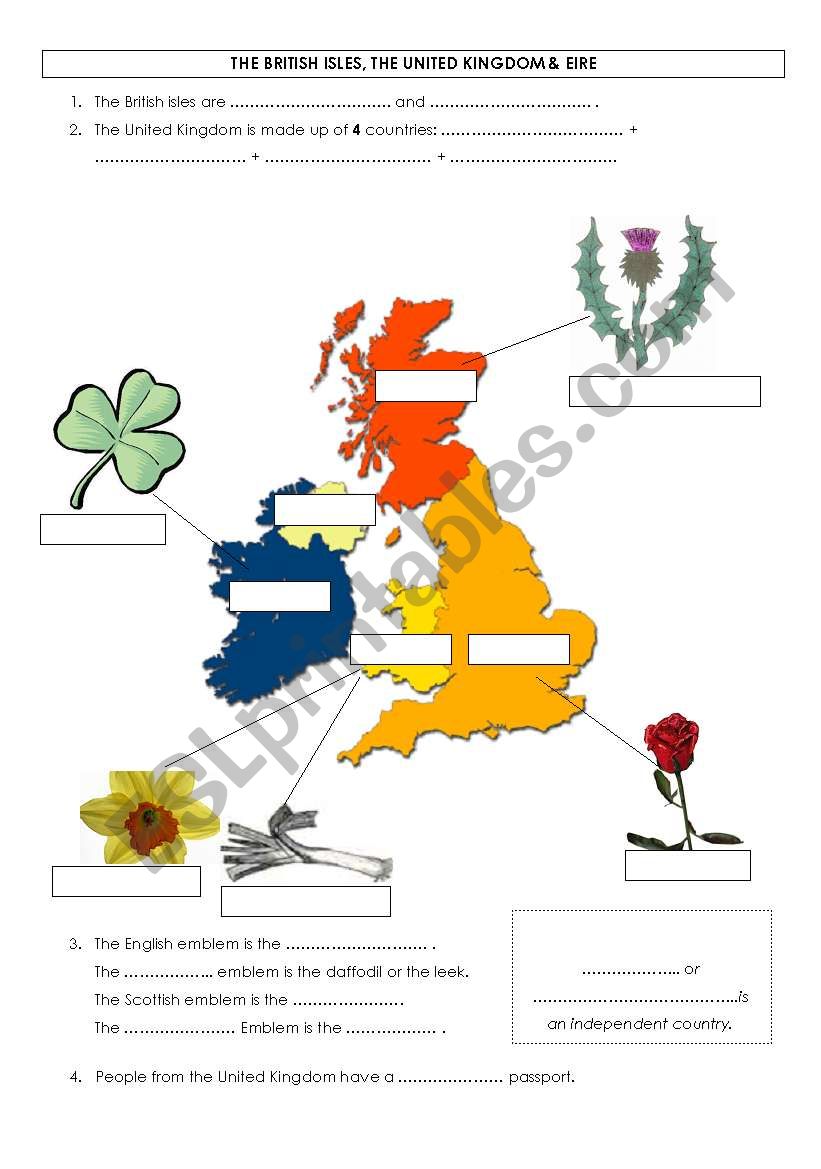 The British isles worksheet