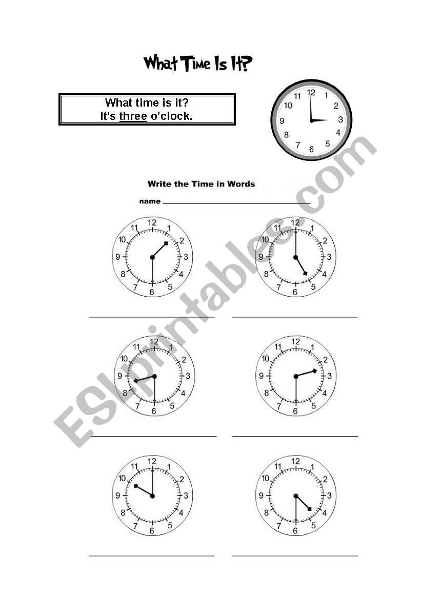 The time worksheet