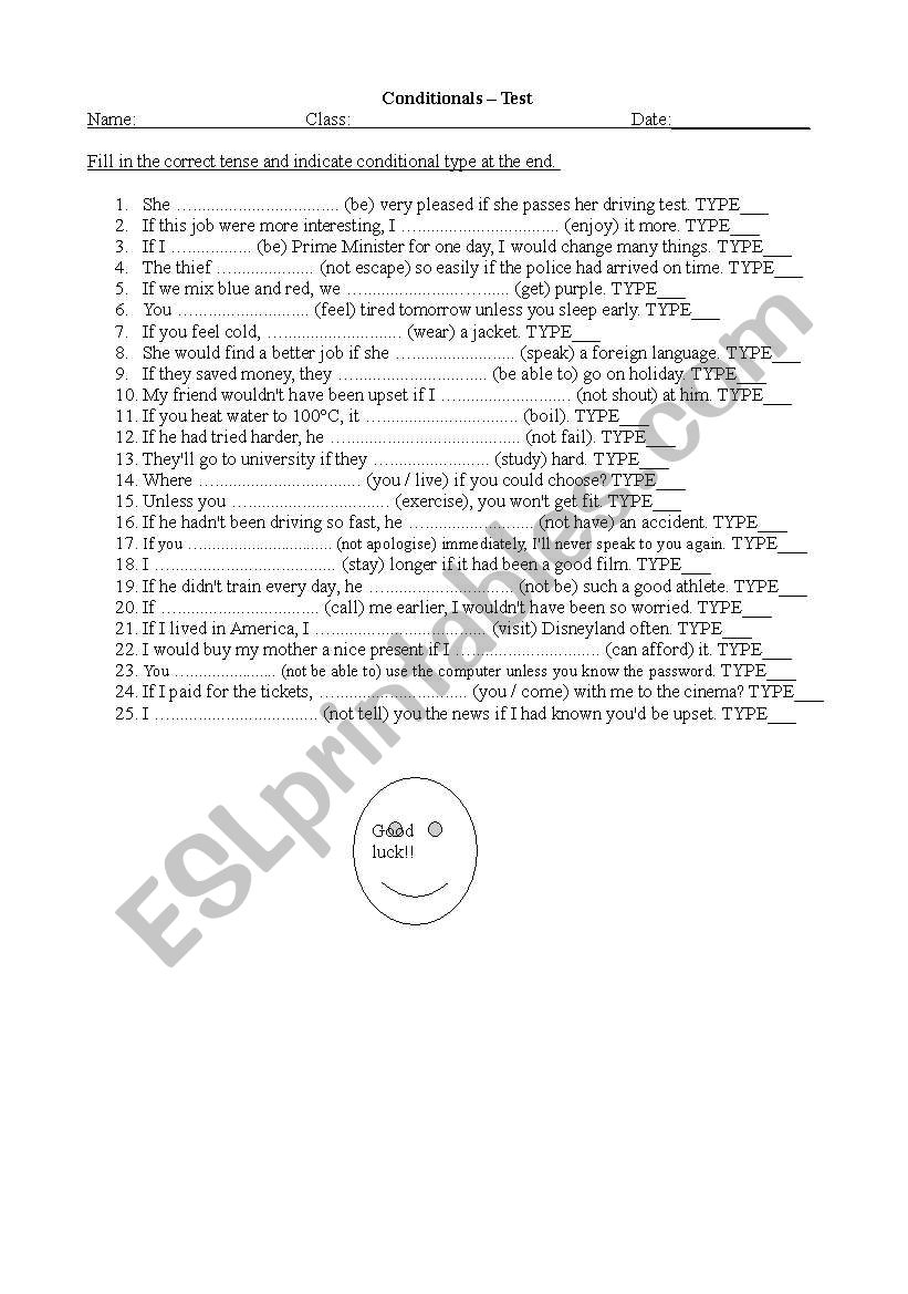 Conditionals (Test or Practice)