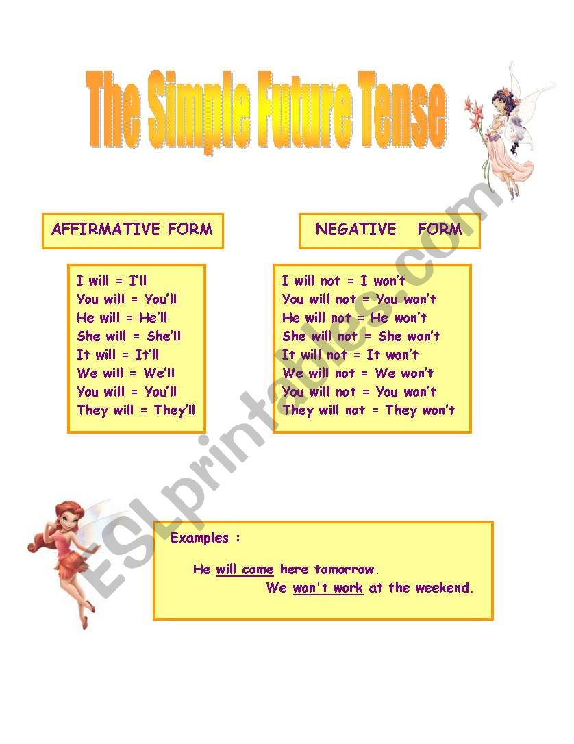 future tense (will) worksheet