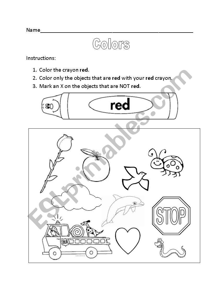 Color Worksheet:  Red and Blue