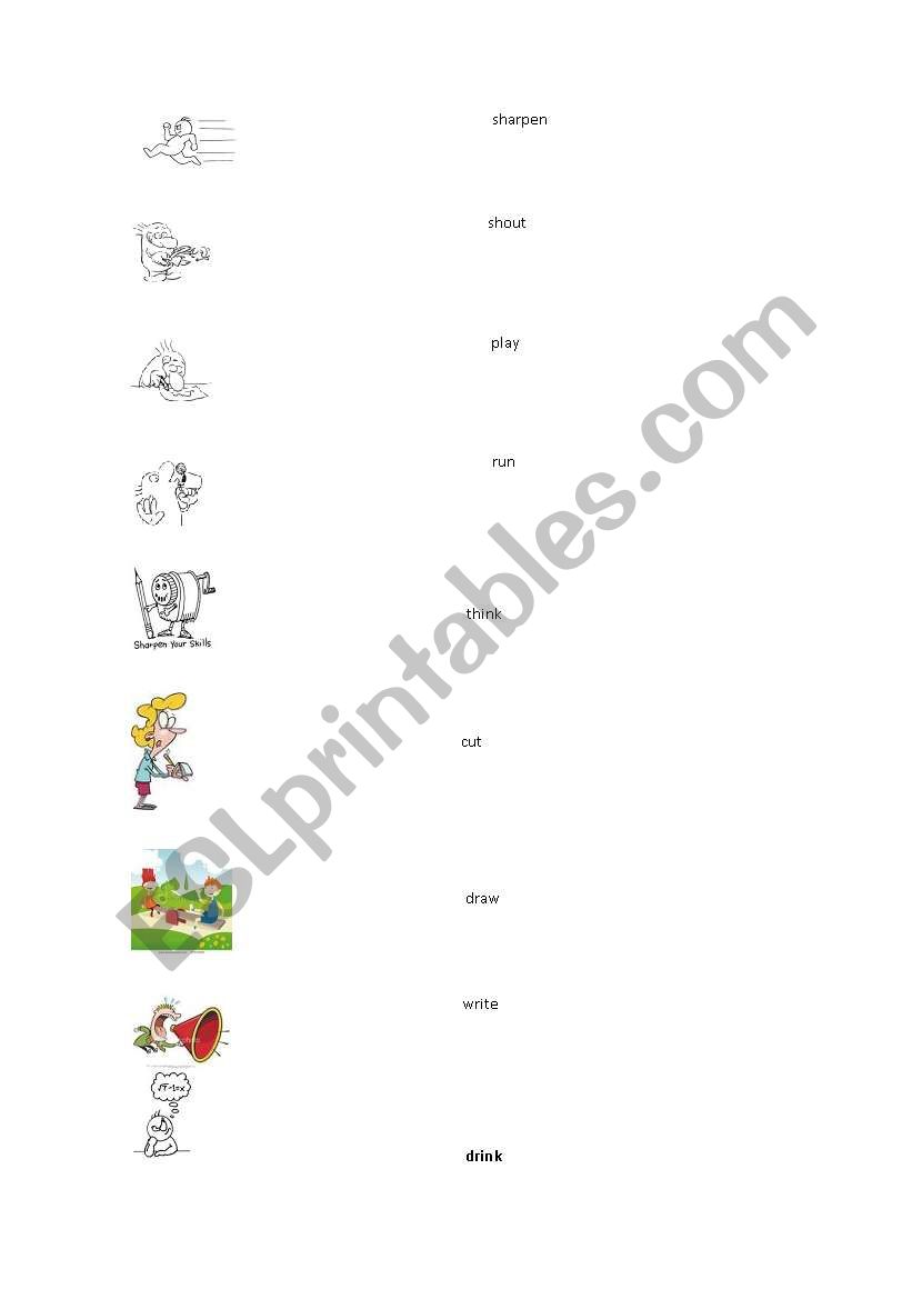 Match of verbs worksheet